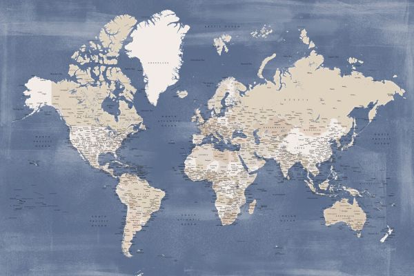 PHOTOWALL / World Map with Cities (e325702)