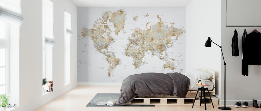 PHOTOWALL / World Map with Cities (e325706)