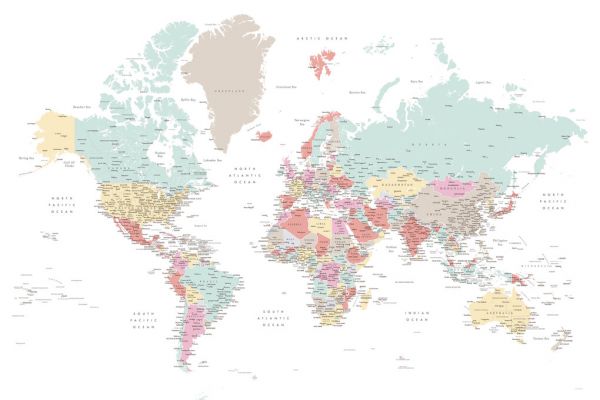 PHOTOWALL / World Map with Cities (e325707)