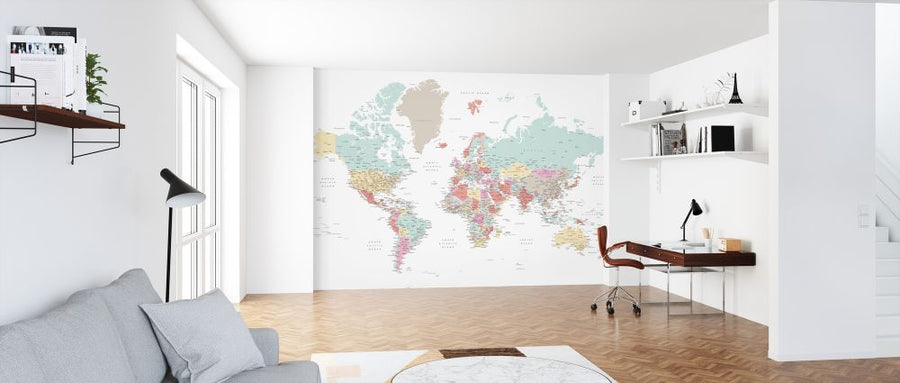 PHOTOWALL / World Map with Cities (e325707)