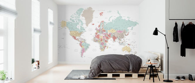 PHOTOWALL / World Map with Cities (e325707)
