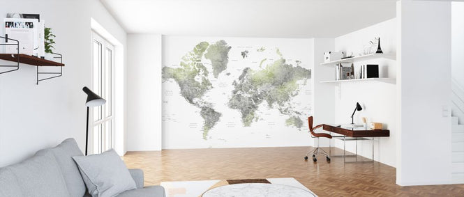 PHOTOWALL / World Map with Cities (e325709)