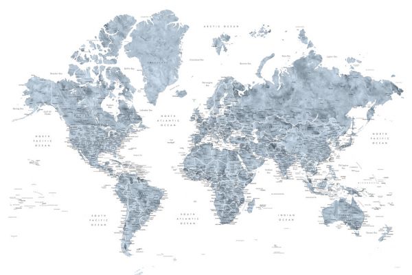PHOTOWALL / World Map with Cities (e325710)