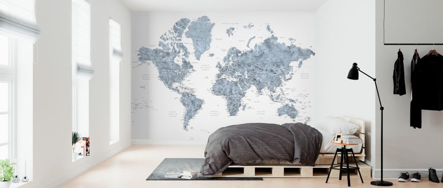 PHOTOWALL / World Map with Cities (e325710)