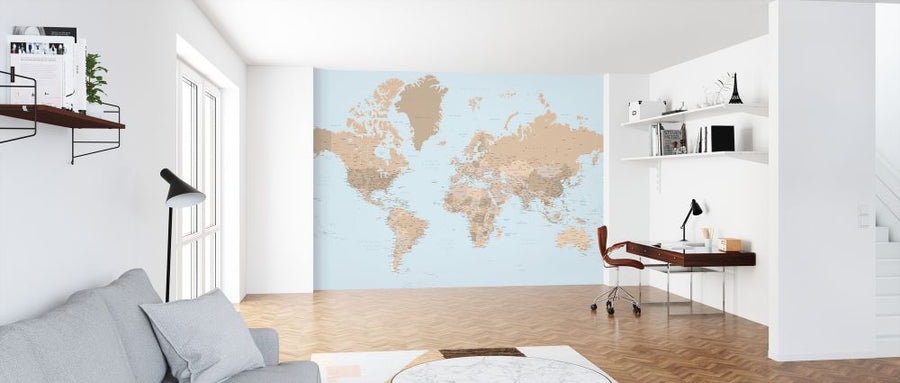 PHOTOWALL / World Map with Cities (e325713)