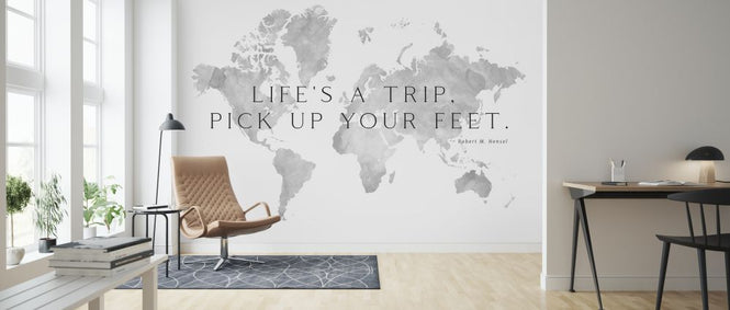 PHOTOWALL / World Map with Hensel Quote (e325716)