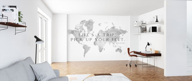 PHOTOWALL / World Map with Hensel Quote (e325716)