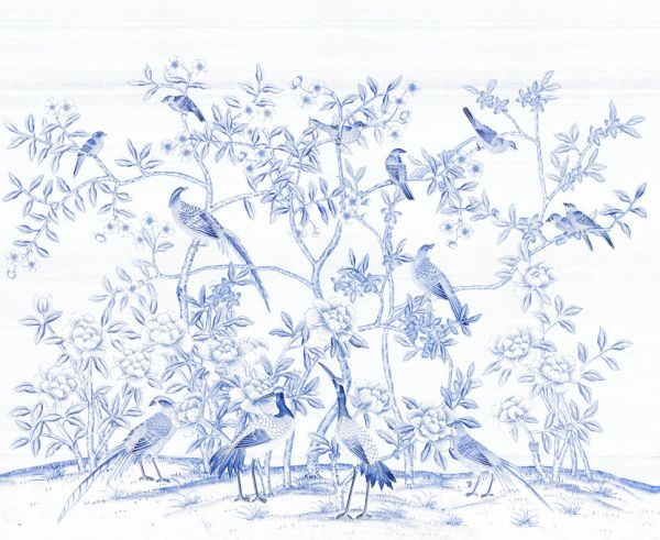 PHOTOWALL / Bird Party in Blue Porcelain (e327383)