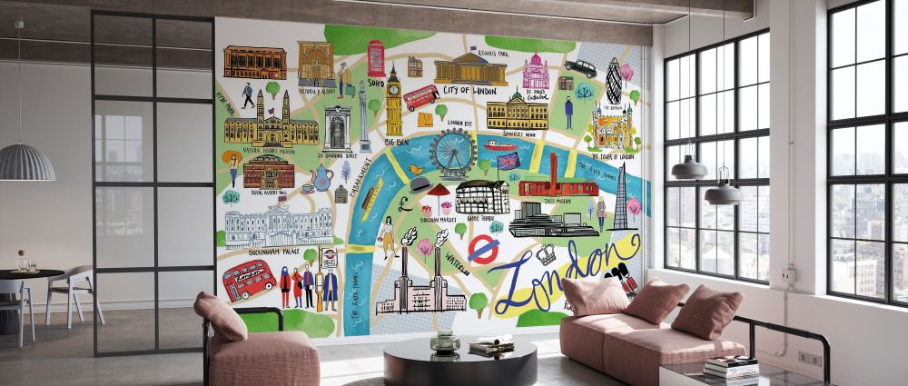 PHOTOWALL / London Map (e328251) | 輸入壁紙専門店 WALPA