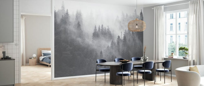 PHOTOWALL / Foggy Forest - Grey (e329780)