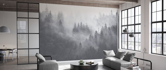 PHOTOWALL / Foggy Forest - Grey (e329780)