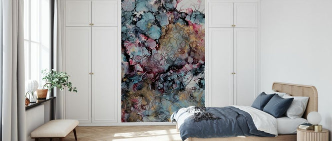 PHOTOWALL / Teal and Gold Floral (e329138)