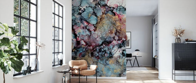 PHOTOWALL / Teal and Gold Floral (e329138)