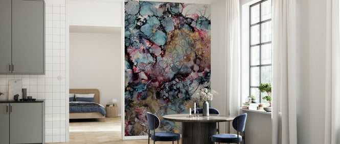 PHOTOWALL / Teal and Gold Floral (e329138)
