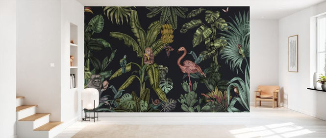 PHOTOWALL / Monkeys with Birds - Dark Green (e329965)