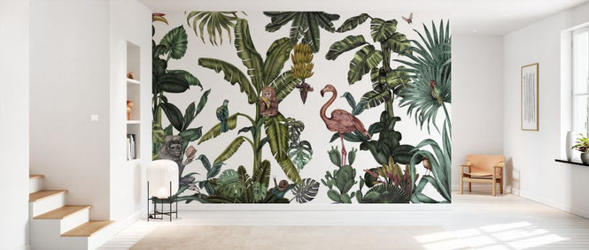 PHOTOWALL / Monkeys with Birds - White (e329968)