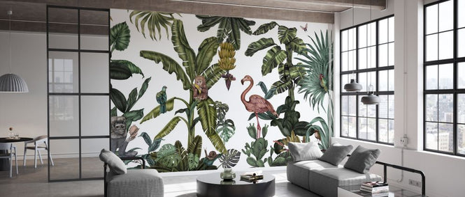 PHOTOWALL / Monkeys with Birds - White (e329968)