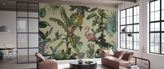 PHOTOWALL / Monkeys with Birds - Yellow (e329969)