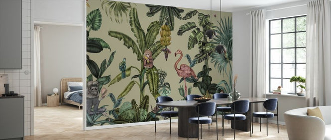 PHOTOWALL / Monkeys with Birds - Yellow (e329969)
