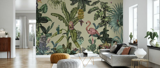 PHOTOWALL / Monkeys with Birds - Yellow (e329969)