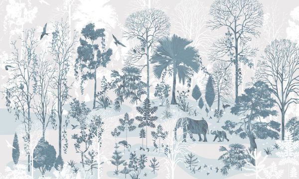 PHOTOWALL / Rain Forest - Ash Blue (e329891)