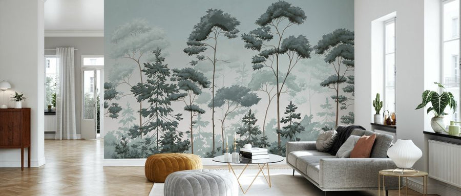 PHOTOWALL / Scandinavian Woodland - Green Blue (e329897)