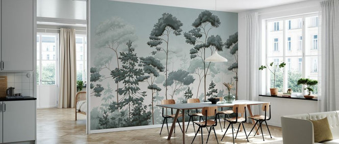 PHOTOWALL / Scandinavian Woodland - Green Blue (e329897)