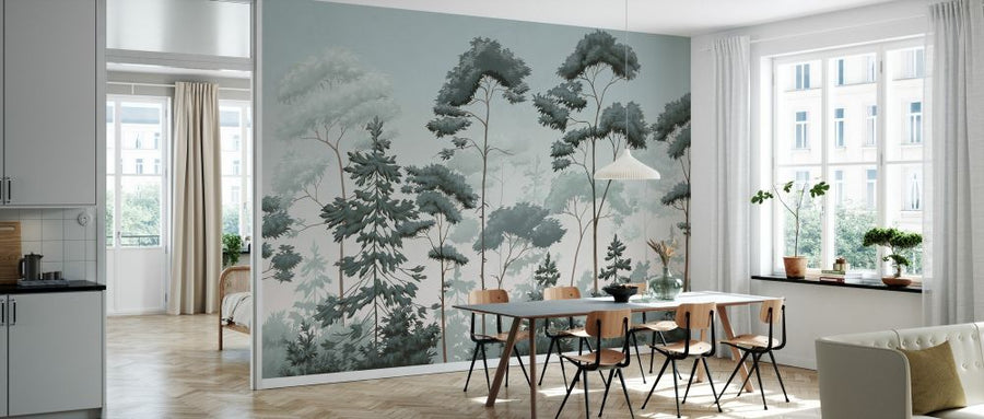 PHOTOWALL / Scandinavian Woodland - Green Blue (e329897)