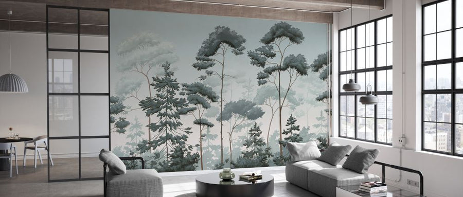 PHOTOWALL / Scandinavian Woodland - Green Blue (e329897)