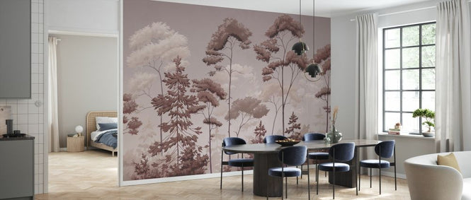 PHOTOWALL / Scandinavian Woodland - Pink Sepia (e329899)