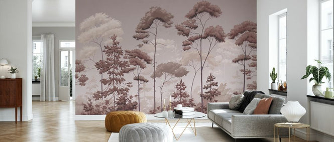 PHOTOWALL / Scandinavian Woodland - Pink Sepia (e329899)
