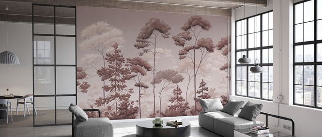 PHOTOWALL / Scandinavian Woodland - Pink Sepia (e329899)