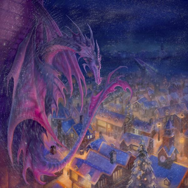PHOTOWALL / Purple Dragon over Dickens Village (e330163)