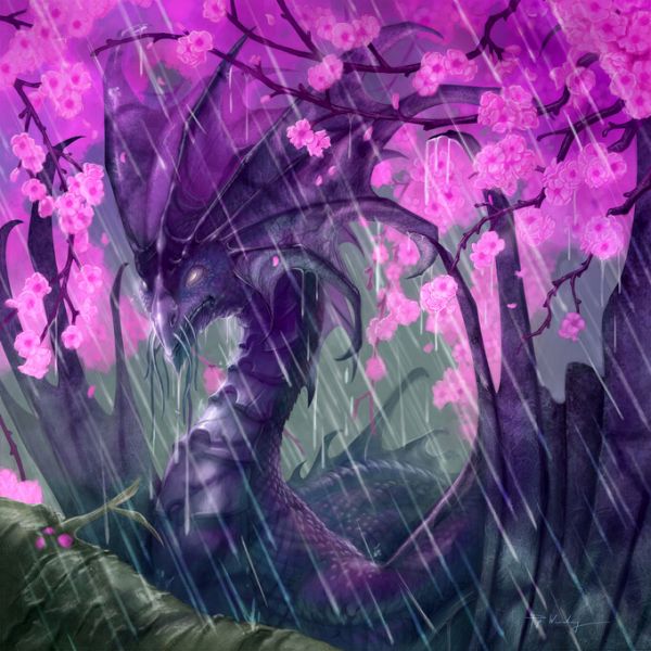 PHOTOWALL / Purple Dragon under Cherry Blossoms (e330164)