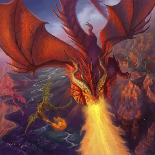 PHOTOWALL / Red Fire Dragon Over the Cliffs (e330168)
