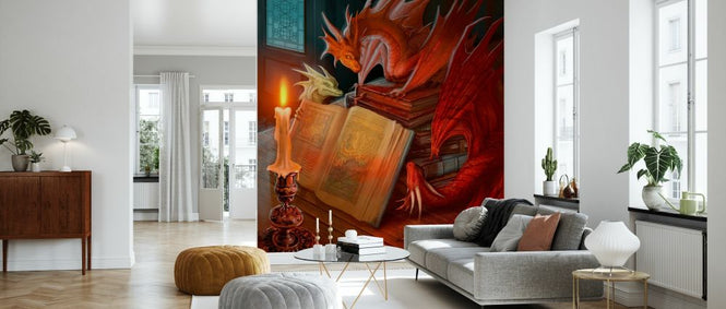PHOTOWALL / Three Small Dragons around Books (e330173)