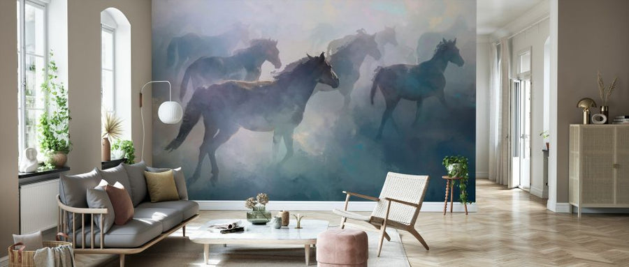 PHOTOWALL / Horses in Foggy Vision - Watercolor (e329990)