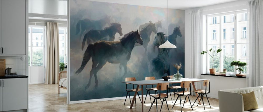 PHOTOWALL / Horses in Foggy Vision II - Watercolor (e329991)