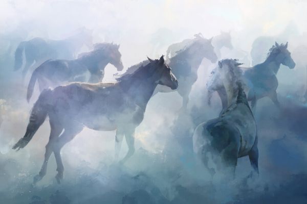 PHOTOWALL / Horses in Foggy Vision III - Watercolor (e329992)