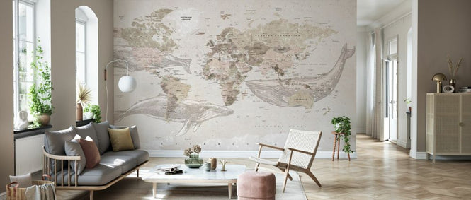 PHOTOWALL / Whale Map - Beige (e330015)