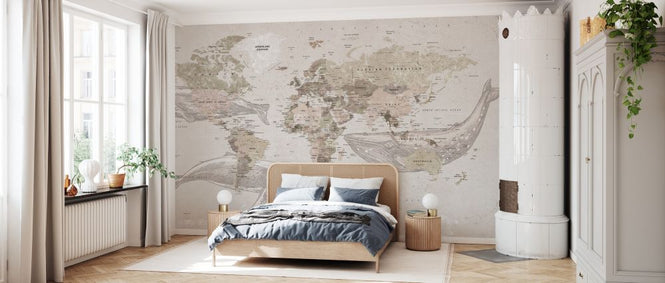 PHOTOWALL / Whale Map - Beige (e330015)