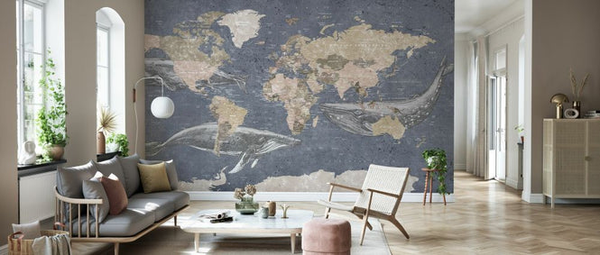PHOTOWALL / Whale Map - Blue (e330016)