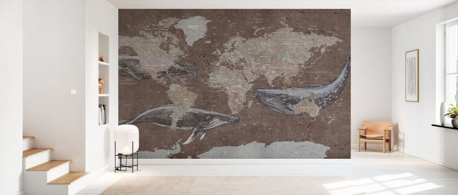 PHOTOWALL / Whale Map - Brown (e330017)