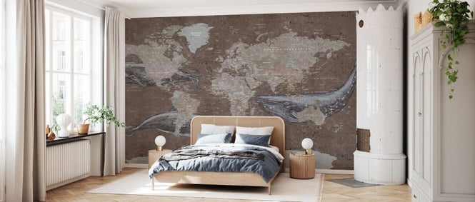 PHOTOWALL / Whale Map - Brown (e330017)