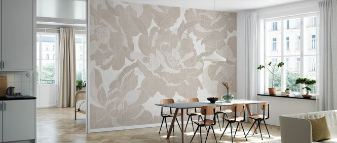 PHOTOWALL / Peonies Garden - Beige (e330468)