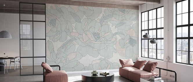 PHOTOWALL / Peonies Garden - Beige Pistachio (e330469)