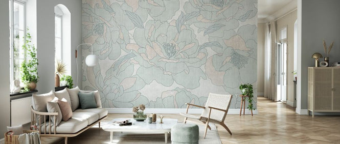 PHOTOWALL / Peonies Garden - Beige Pistachio (e330469)