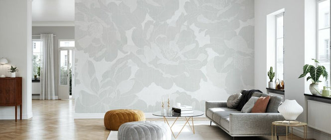 PHOTOWALL / Peonies Garden - Silvery (e330472)