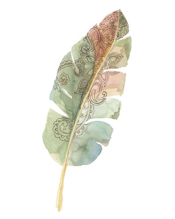 PHOTOWALL / Boho Tropical Leaf on White (e330890)