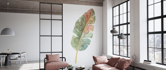 PHOTOWALL / Boho Tropical Leaf on White (e330890)
